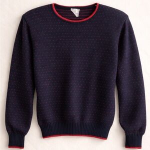 Vintage Felicia Navy Heart Knit Sweater with shoulder pads  | Made in Canada